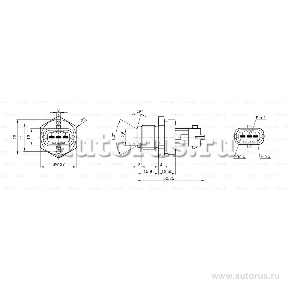 ДАТЧИК ДАВЛЕНИЯ ТОПЛИВА BOSCH 0281002755