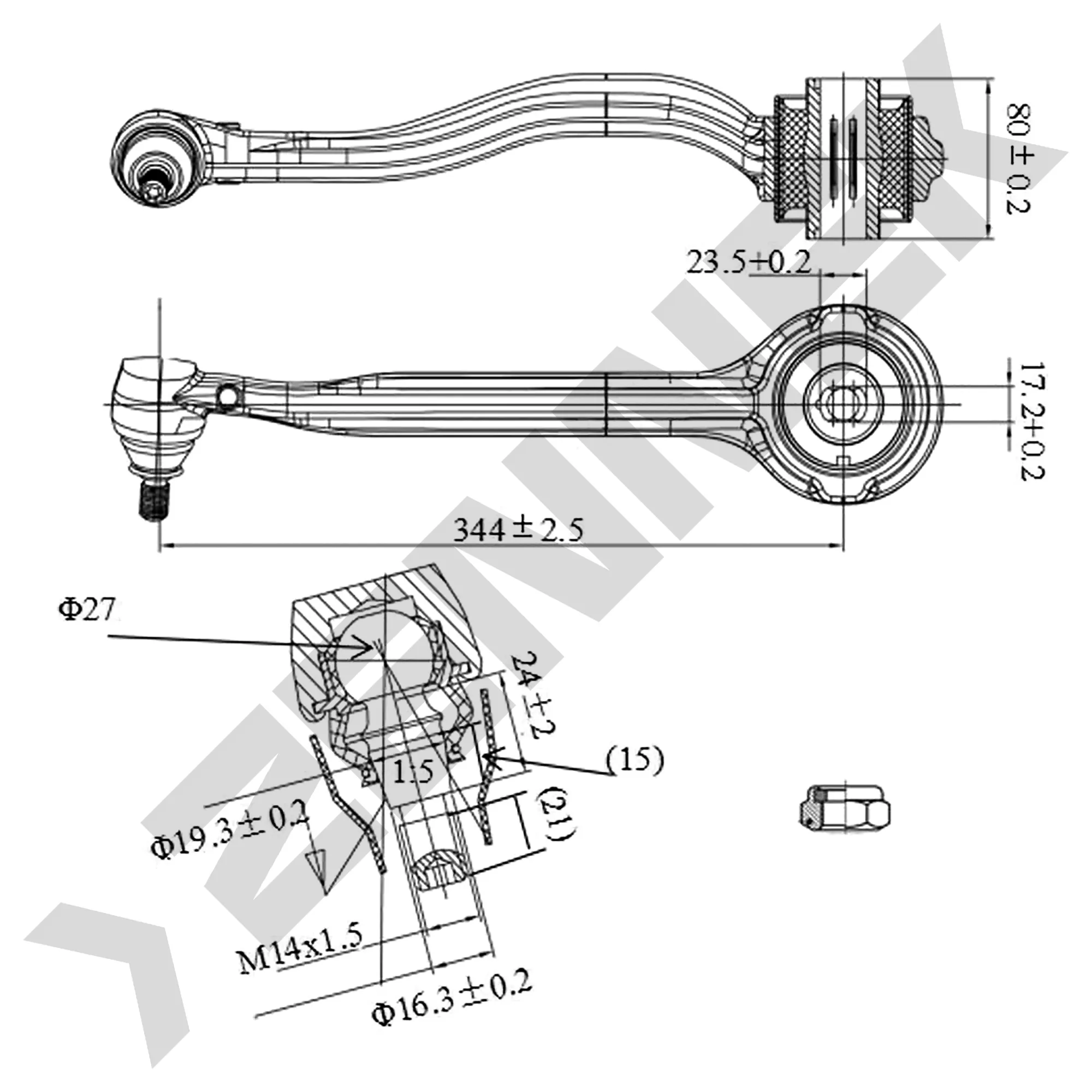 РЫЧАГ ПЕРЕДНИЙ ВЕРХНИЙ ЛЕВЫЙ MERCEDES W203/S203/C209 00 ZENNEK DCA0103