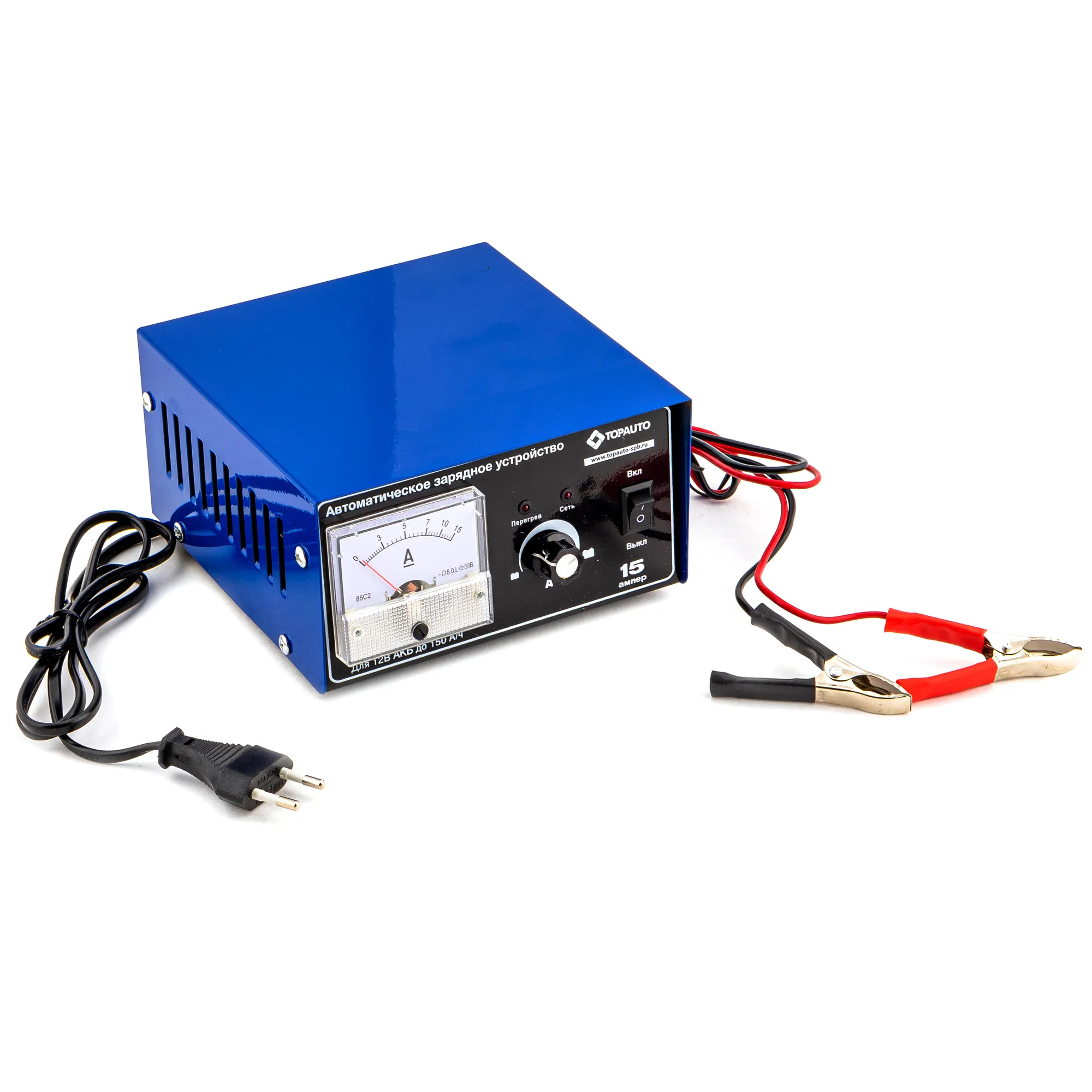 Автомат. предпусковое зарядное устройство ТОП АВТО 15А (15А, для 12В-АКБ до 150 А*ч, стрелоч.индик., НА15