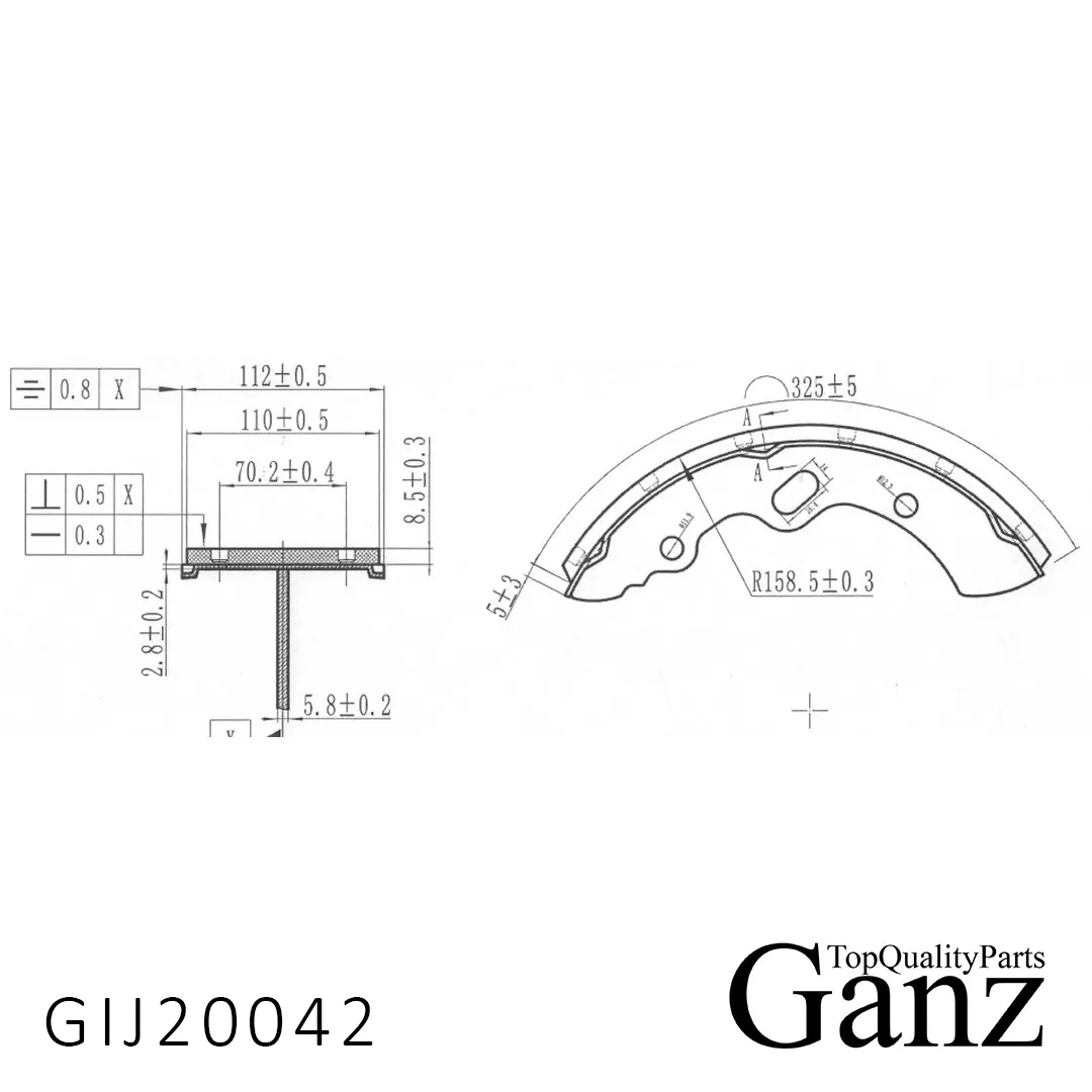 Колодки барабанные HYUNDAI HD35/HD45/HD65/HD72/HD78 GANZ GIJ20042