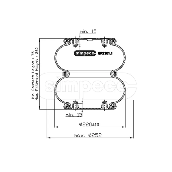 Пневморессора многосекционная SAF, ROR о.н.15603 (SP2101.1012)