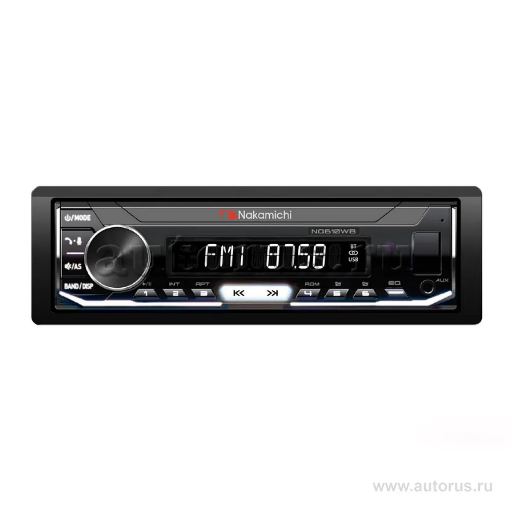 Автомагнитола Nakamichi NQ610WB 1 din, USB, AUX, Bluetooth, 50x4 Вт,белая подсветка NAKAMICHI NQ610BW