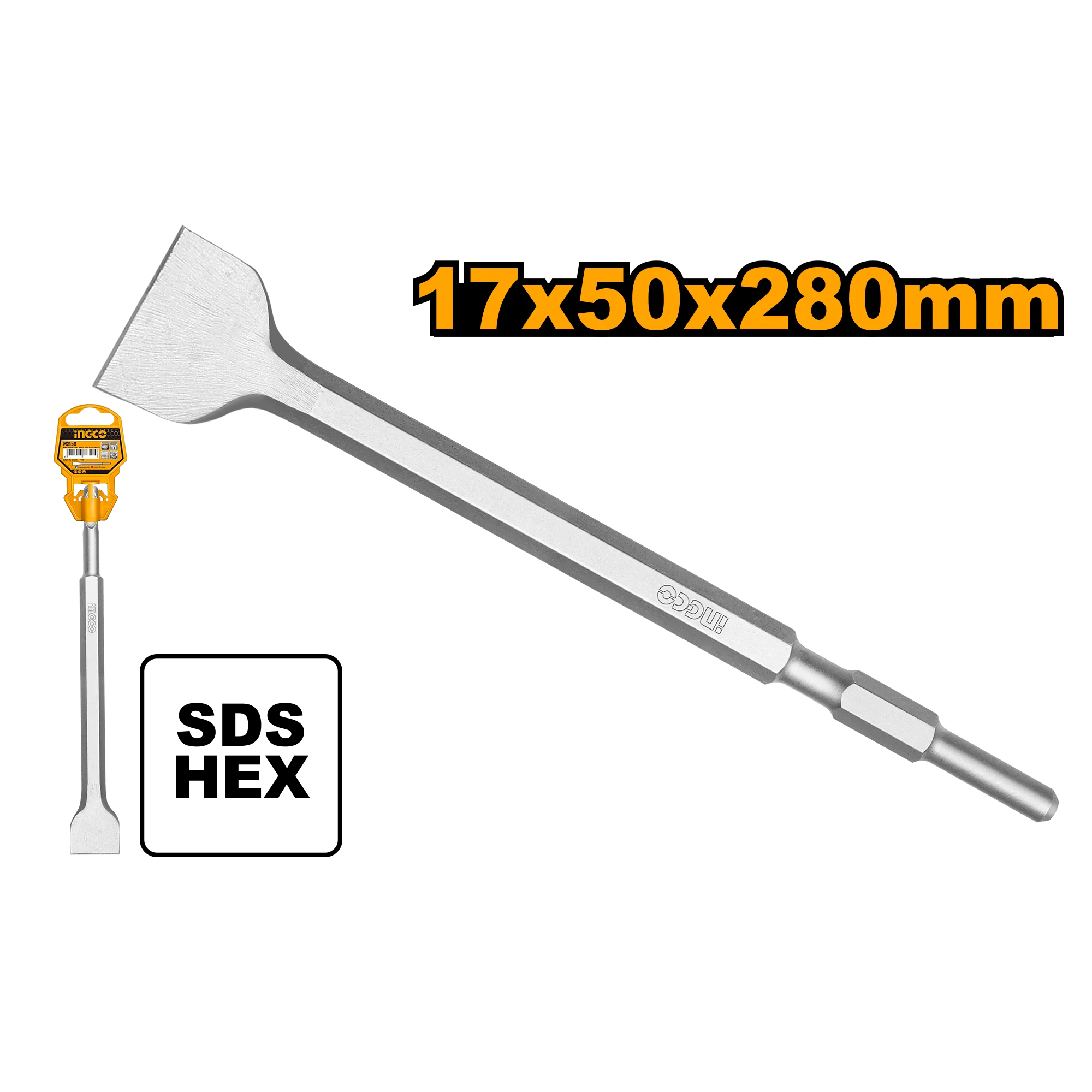 Зубило плоское Hex 17x280х50 мм INGCO DBC0522802
