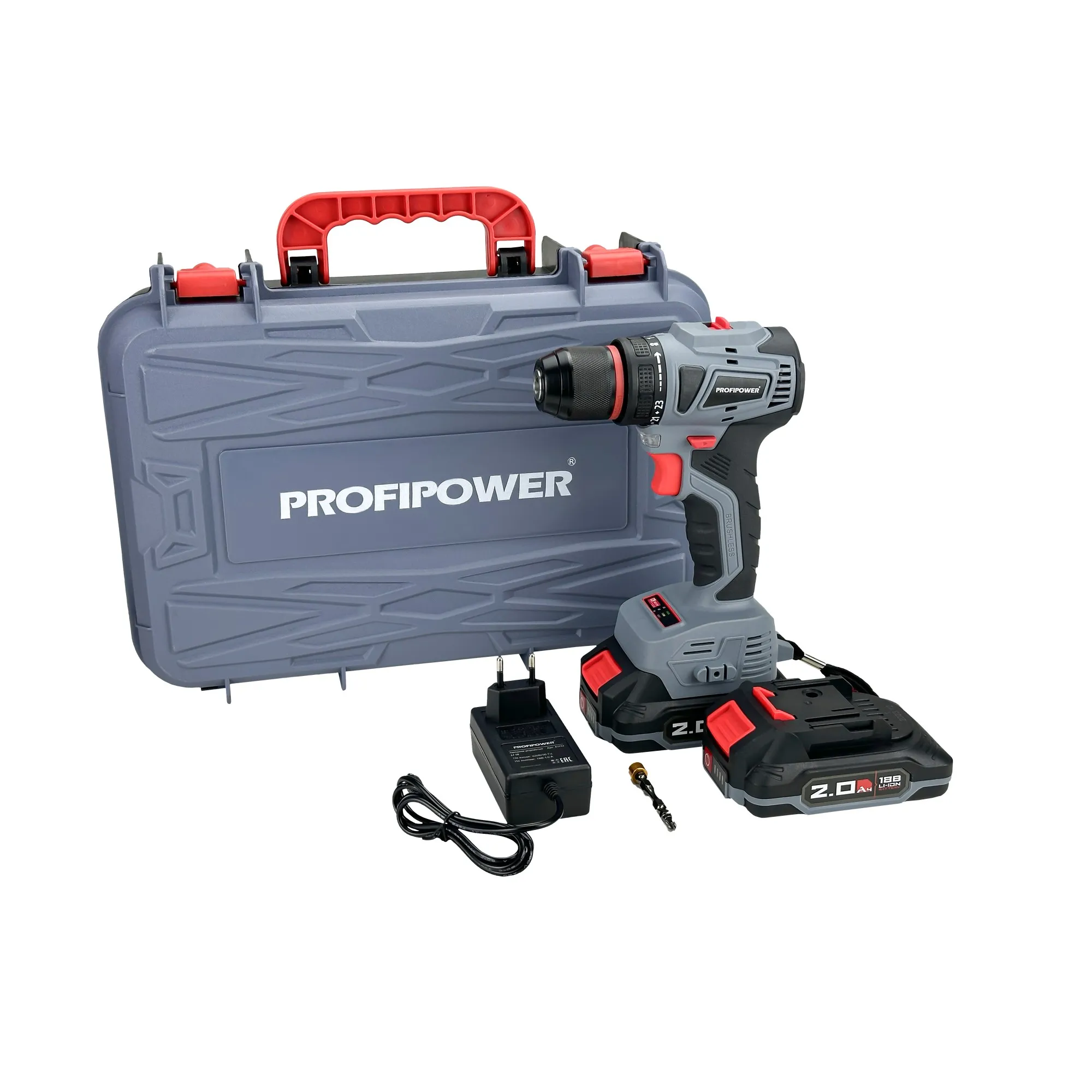 Аккумуляторный шуруповерт бесщеточный ProfiPower MKBL-18B (Li-ion-2шт, 18В-2.0Ач, З/У, 0,8-10мм, кейс)