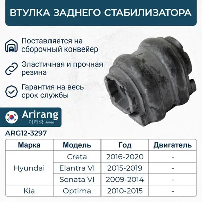 Втулка заднего стабилизатора Hyundai (Creta 16-, Elantra 15-, Sonata 10-14, Tuc ARIRANG ARG123297