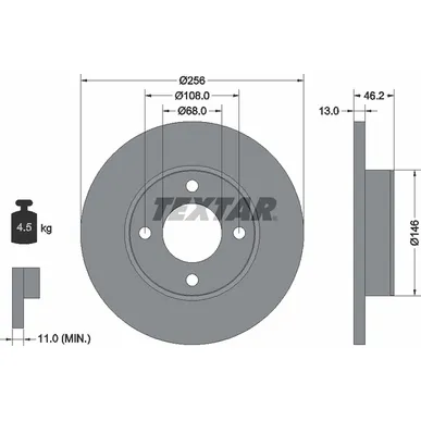 Диск тормозной передний стандартный AUDI TEXTAR 92025900