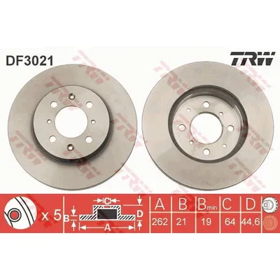 Диск тормозной передний HONDA CIVIC 1.6L TRW DF3021