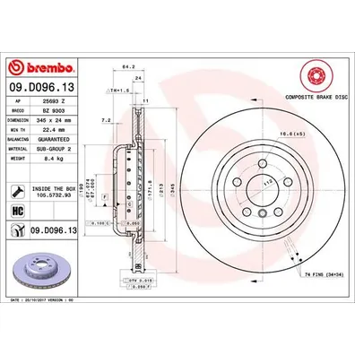 Диск тормозной COMPOSITE | задний | BREMBO 09D09613