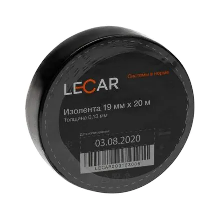 Изолента ПВХ черный 19 мм х 20 м LECAR LECAR000013006