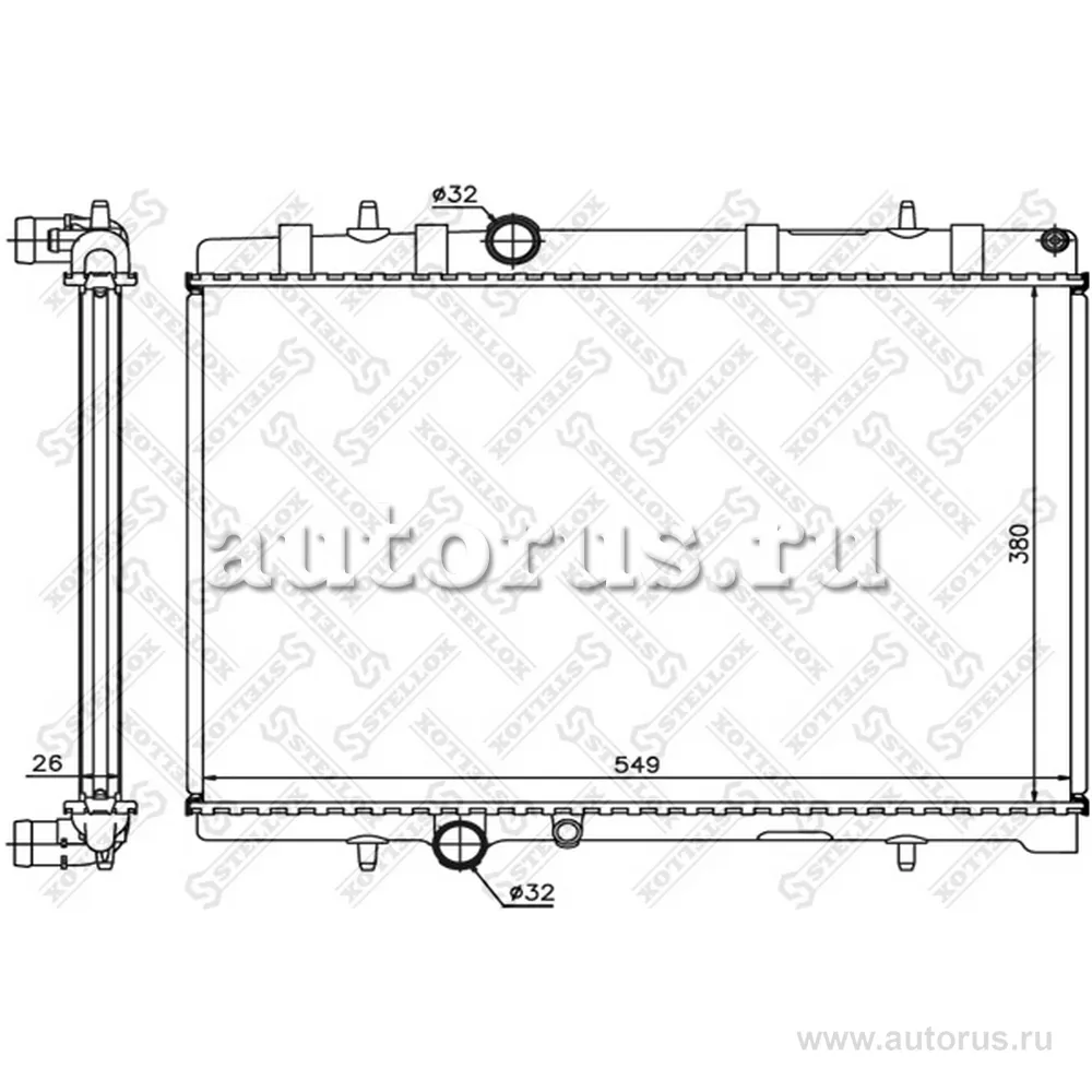 Радиатор системы охлаждения Peugeot 407, Citroen C5 1.6-2.2 04> STELLOX 10-26122-SX