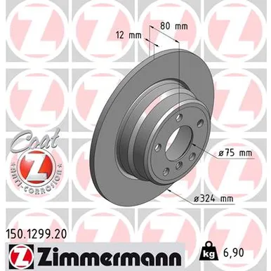 Диск тормозной задний BMW X5 (E53) 00> ZIMMERMANN 150.1299.20
