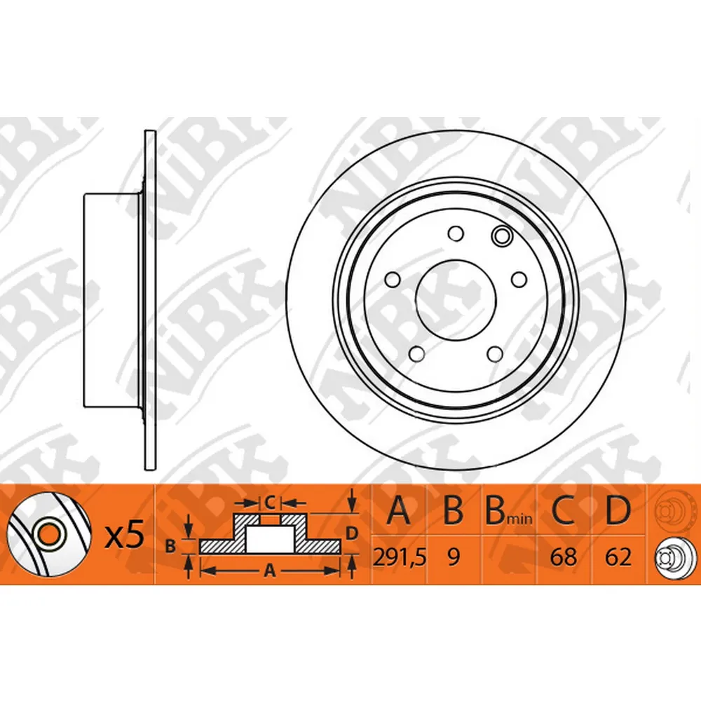 Диск тормозной задний NISSAN JUKE/QASHQAI 06- NIBK RN1302