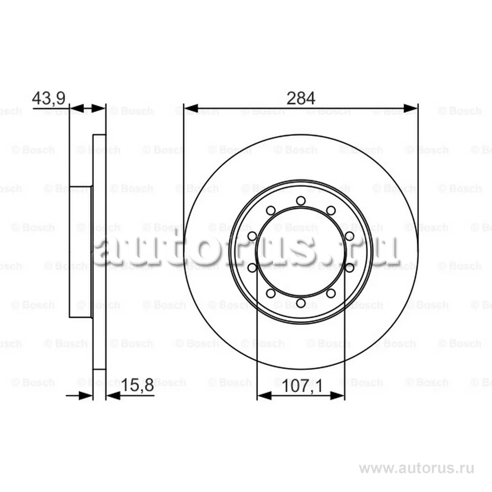 Диск тормозной FORD TRANSIT 2.2-2.4 TDCI 06- задний BOSCH 0 986 479 A34