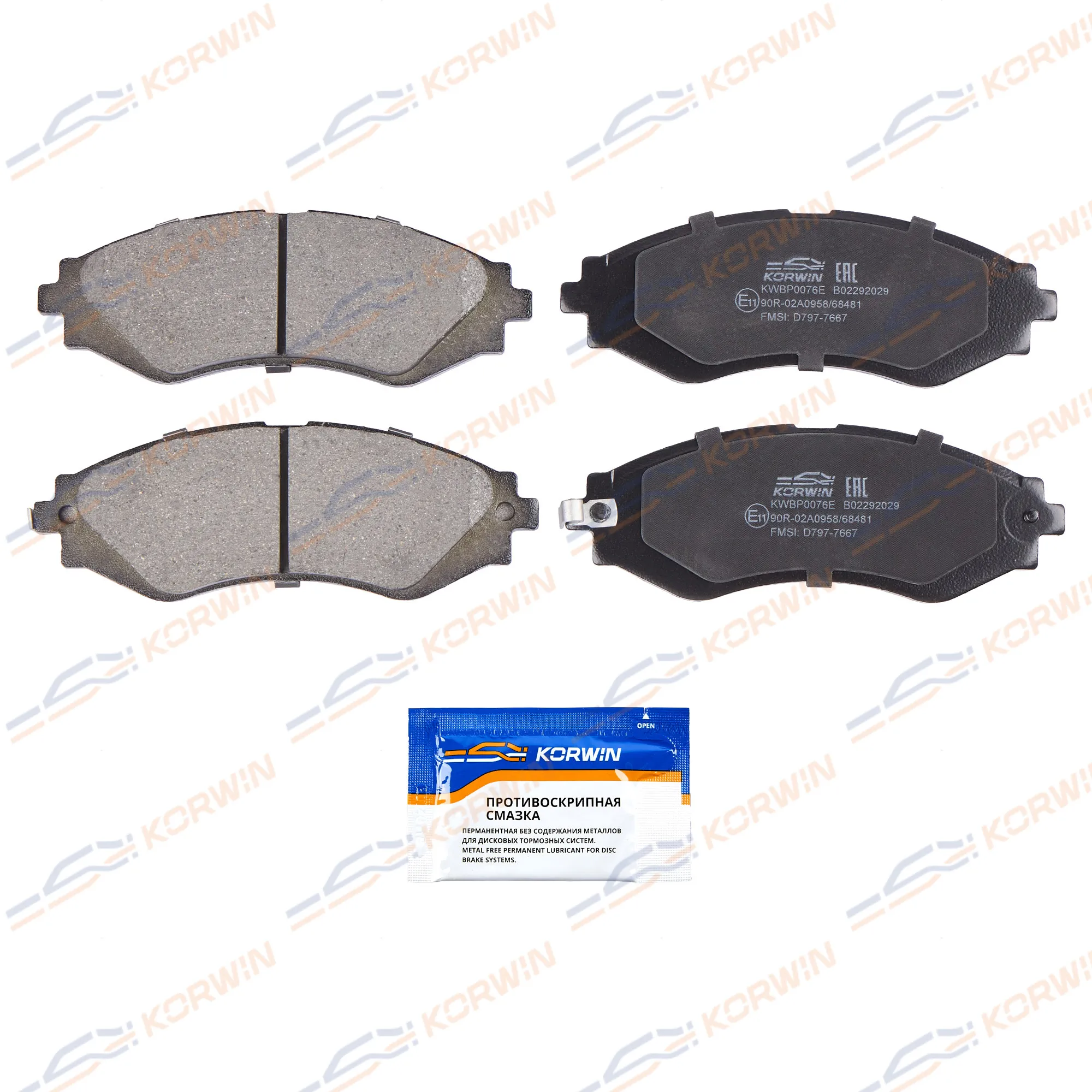 Колодки тормозные перед. ECOLine. Chevrolet Lacetti (J200) 03-/Daewoo Nubira 97- KORWIN KWBP0076E