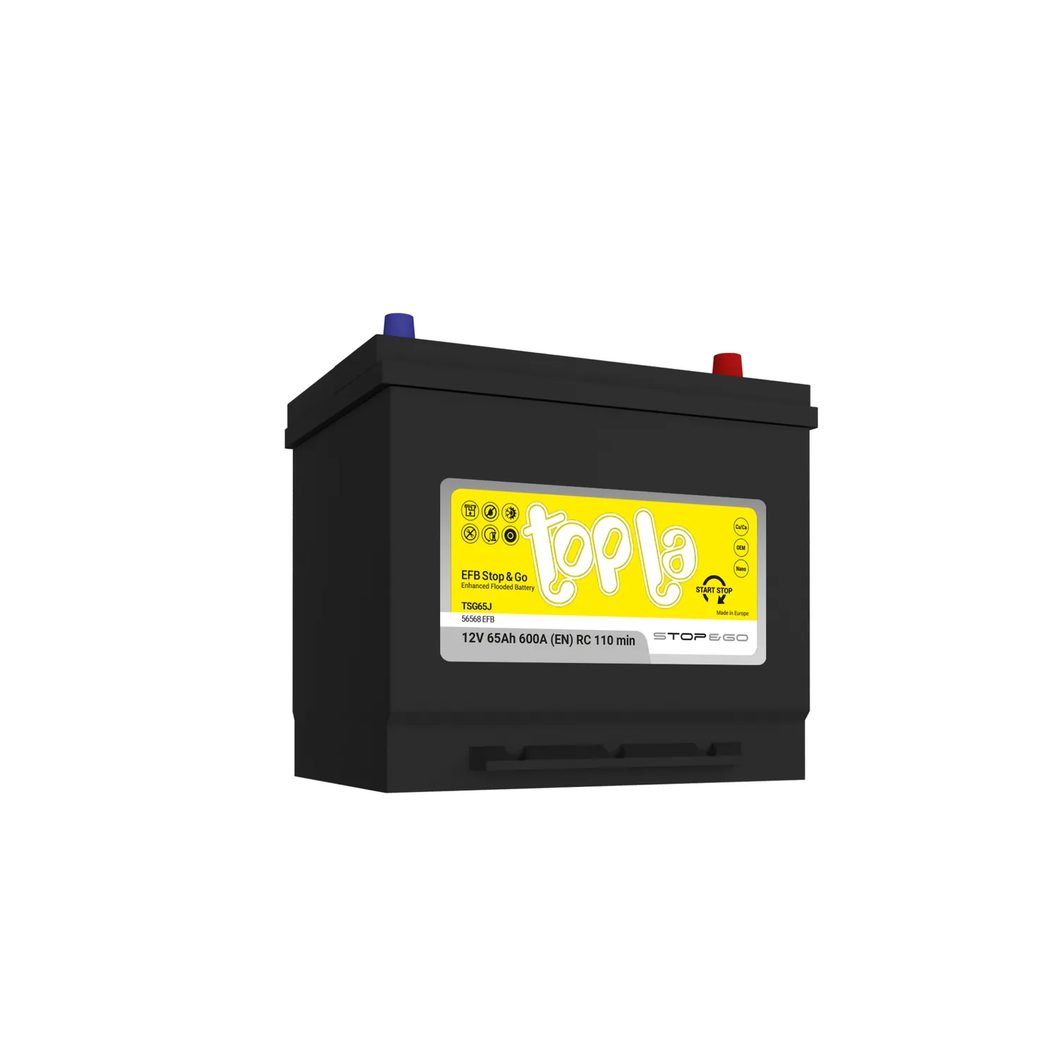 Аккумулятор TOPLA EFB Stop&Go 65 А/ч обратный R+ 230x173x220 D23 EN 600 А