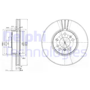 Диск тормозной передний вент. DELPHI BG3628
