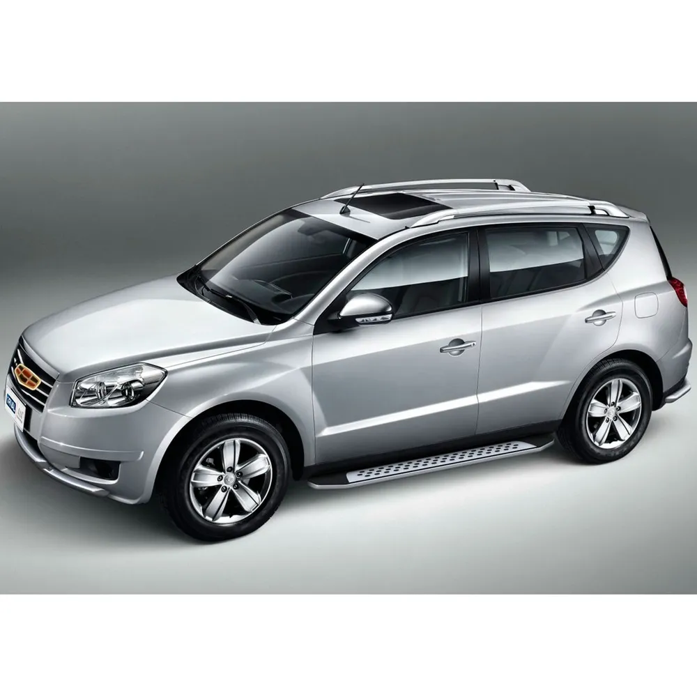 Порог алюминиевый Bmw-Style овалы Geely Emgrand X7 2013-2016 2016-2019 Серебристый, черный Rival B173AL.1902.2