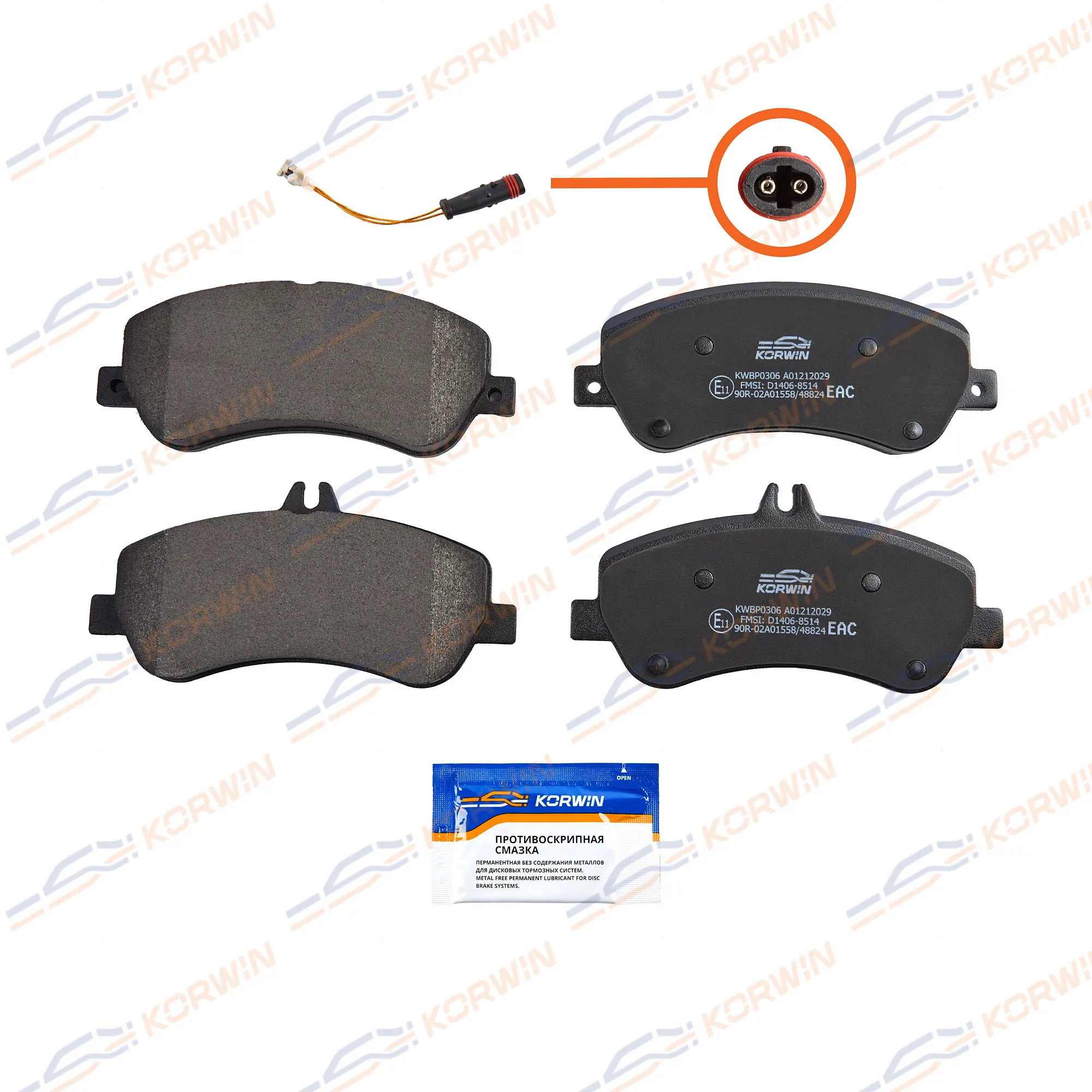 Колодки тормозные перед. Mercedes GLK (X204) 08-15 с датчиком KORWIN KWBP0306