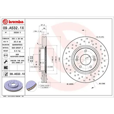 Диск тормозной XTRA передний BREMBO 09A5321X