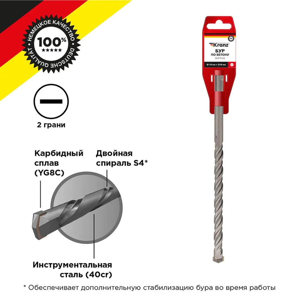 Бур по бетону 14x210x150 мм SDS PLUS Kranz Kranz KR910034