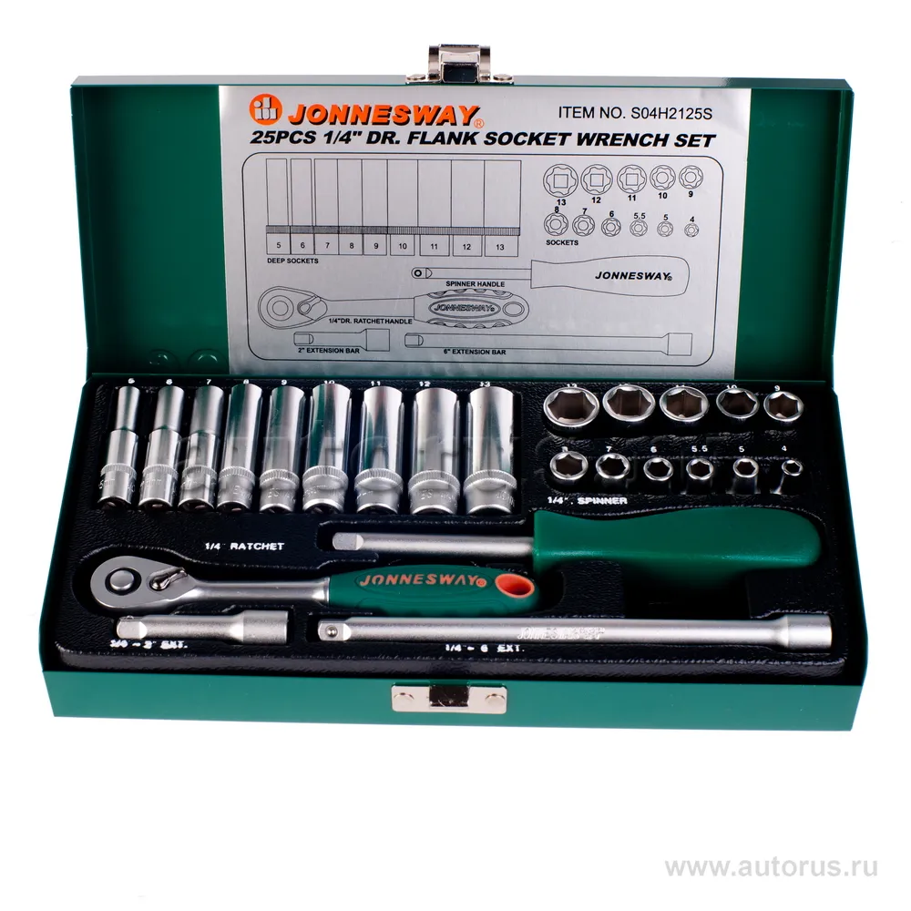 Набор инструмента 1/4DR 25пр JONNESWAY S04H2125S