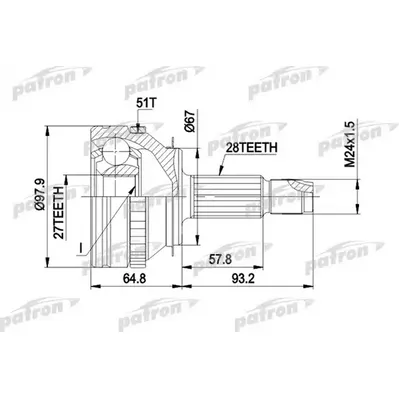 ШРУС наружн к-кт OPEL: MOVANO самосвал 99 -, RENAULT: M PATRON PCV1371