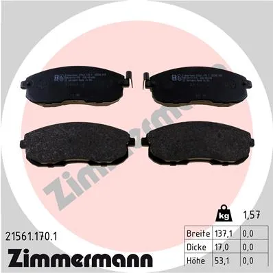 КОЛОДКИ ТОРМ ДИСК ПЕР NISSAN 200SX 88-93, JUKE 13-, MAXIMA 88-00, TIIDA 12- ZIMMERMANN 215611701