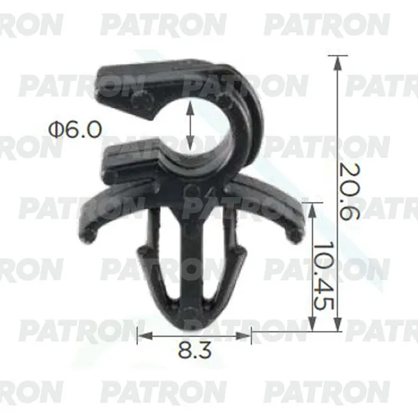 Клипса пластмассовая Chrysler Применяемость: держатель упора капота PATRON P37-2416