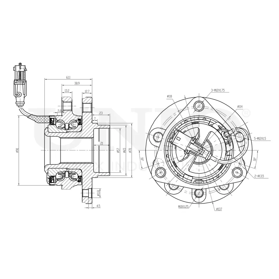 Ступица передняя с ABS UNIO HUB-20121