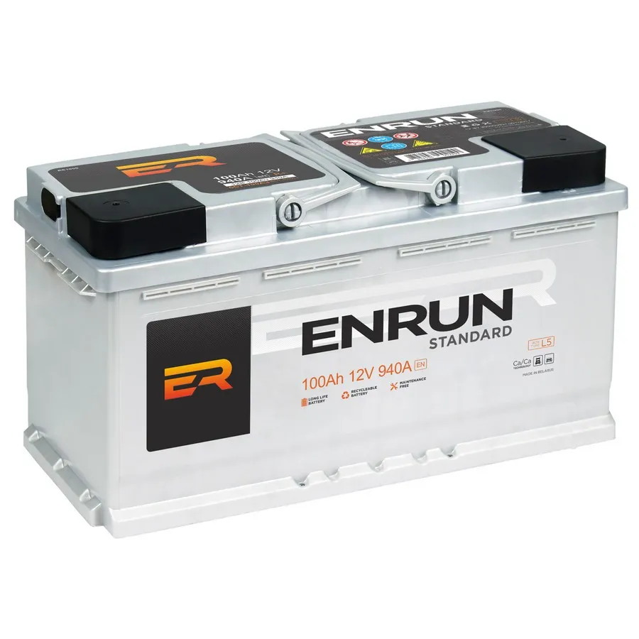 Аккумулятор ENRUN Standart 100 А/ч обратный R+ 353x175x190 L5 EN 940 А