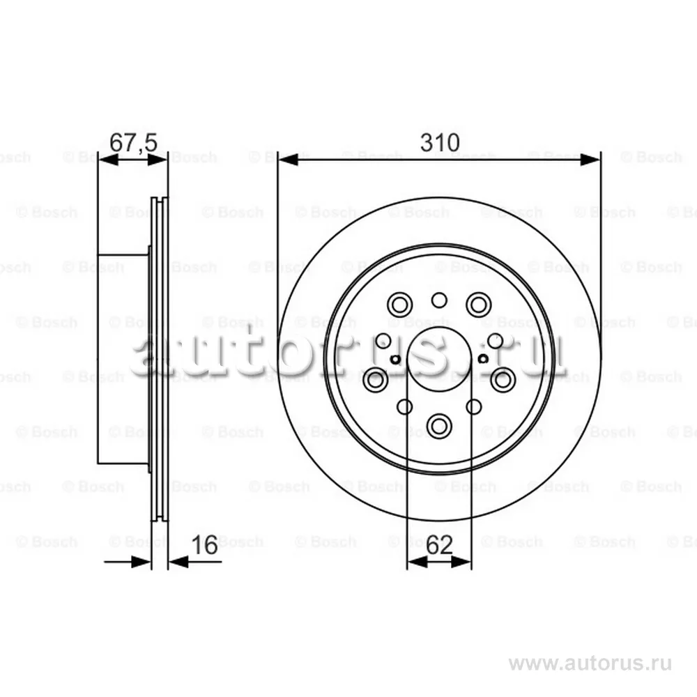 Диск тормозной задний BOSCH 0 986 479 R25
