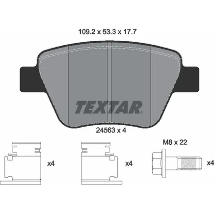 Колодки задние с противошумной пластиной Q+ AD VW SEAT SKODA PA 03->06 TEXTAR 2456301