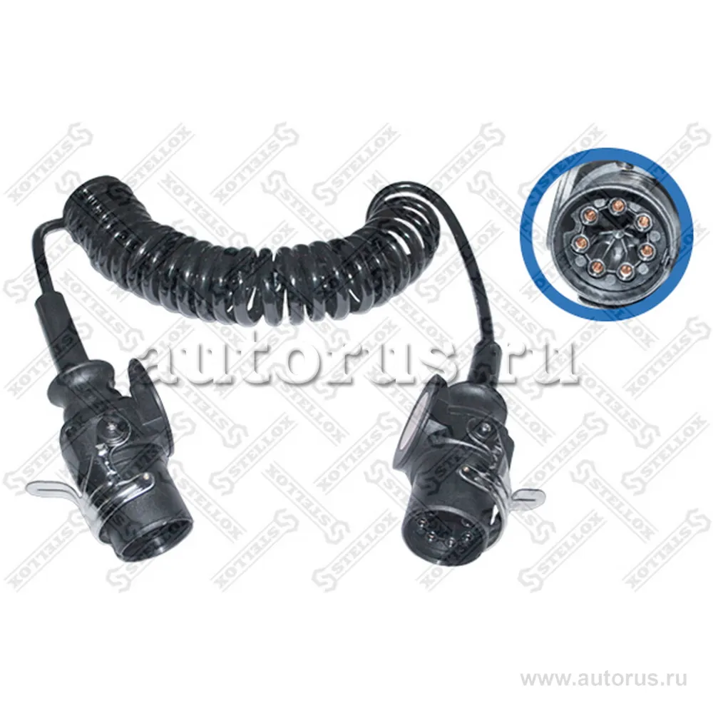 Кабель спиральный EBS 7/7 полюсов,пласт,с 2 штекерами 24V,L 4500max STELLOX 8801602_SX