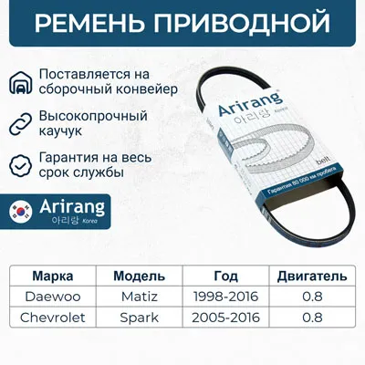 Ремень поликлиновой генератора ARIRANG ARG3PK665