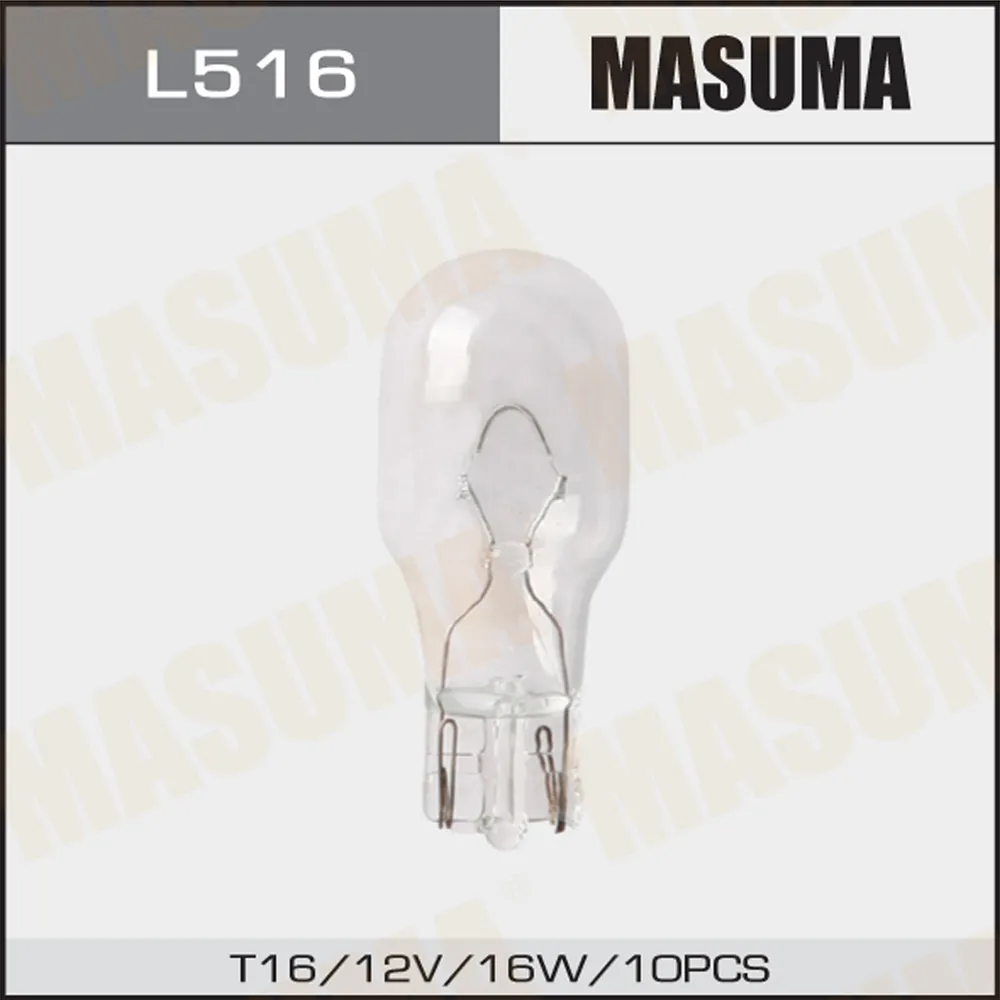 Лампа 12V T16 16W MASUMA 10 шт. картон L516