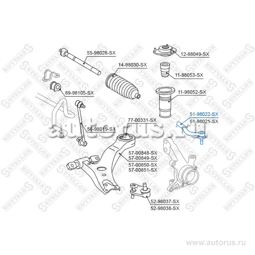 Наконечник рулевой левый Toyota Camry A (5105488_SX) STELLOX 5198022_SX