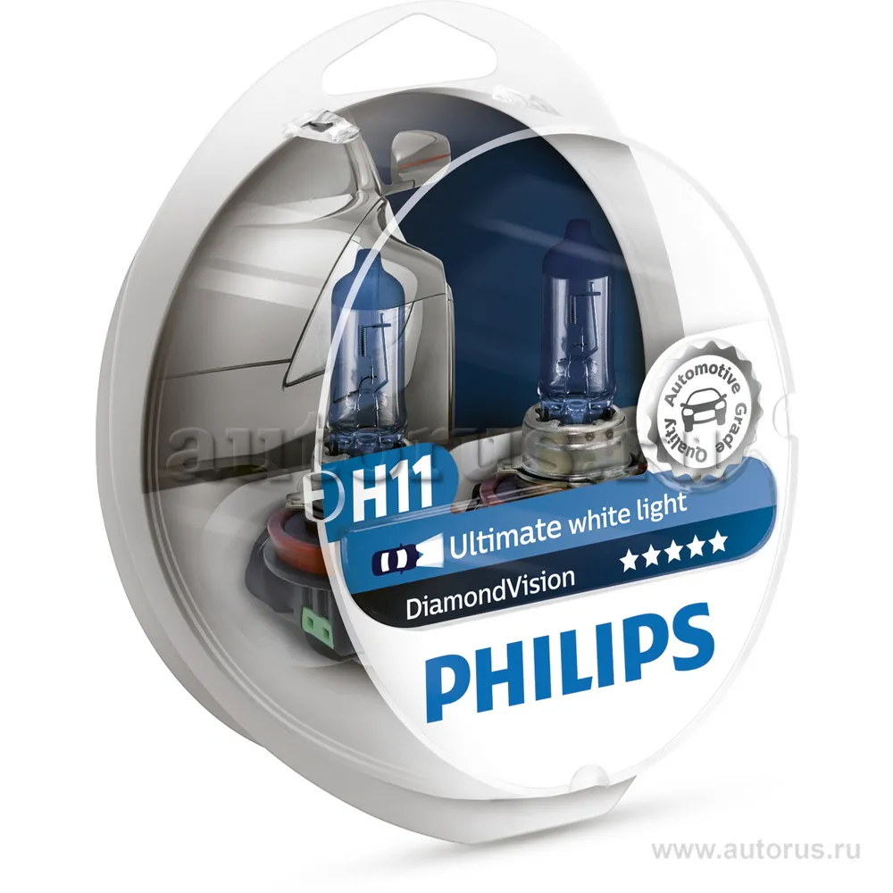 Лампа 12V H11 55W 700lm PGJ19-2 5000K PHILIPS Diamond Vision 2 шт. DUOBOX 12362DVS2