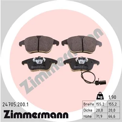 Колодки тормозные передние VW AD ZIMMERMANN 24705.200.1
