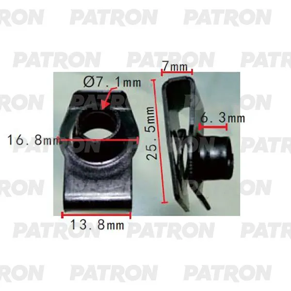 Скоба крепежная Применяемость: Скоба М8 F=13.8, T=25.5, H=7.0 PATRON P372173