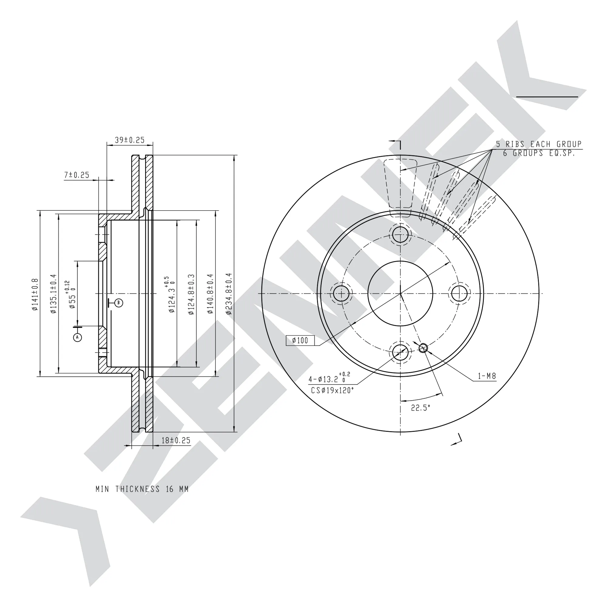 Диск тормозной передний MAZDA 121 90-97, 323 87-03 (2 шт) ZENNEK DBD0193