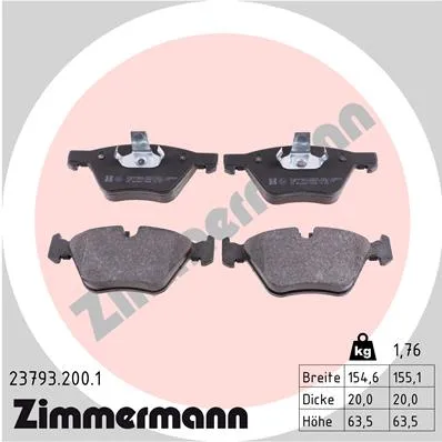 Комплект тормозных колодок, дисковый тормоз ZIMMERMANN 237932001