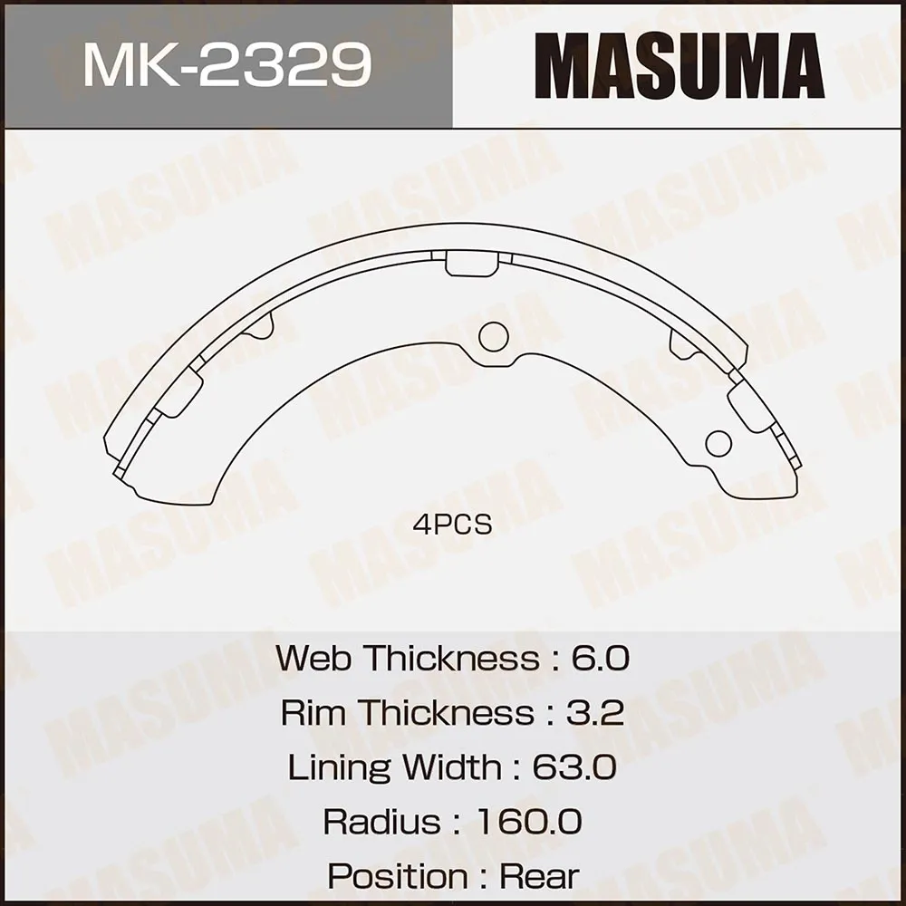 Тормозные колодки барабанные TOYOTA DYNA/TOYOACE MASUMA MK2329