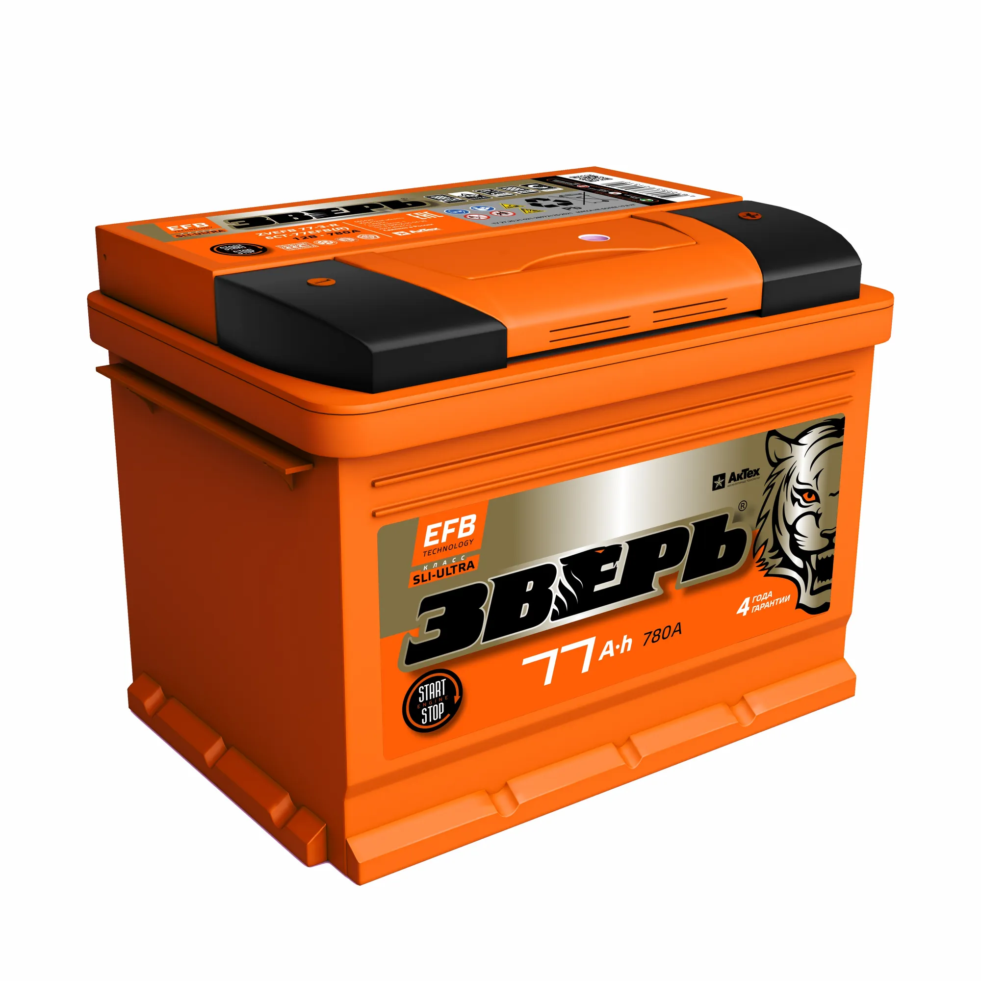 Аккумулятор ЗВЕРЬ EFB 77 А/ч обратный R+ 278x175x190 L3 EN 780 А