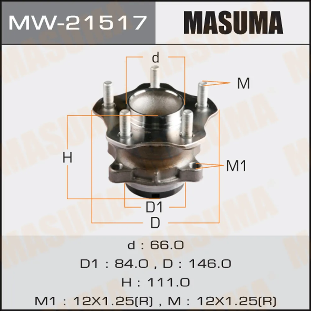 Ступица колеса с интегрированным подшипником MASUMA MW-21517