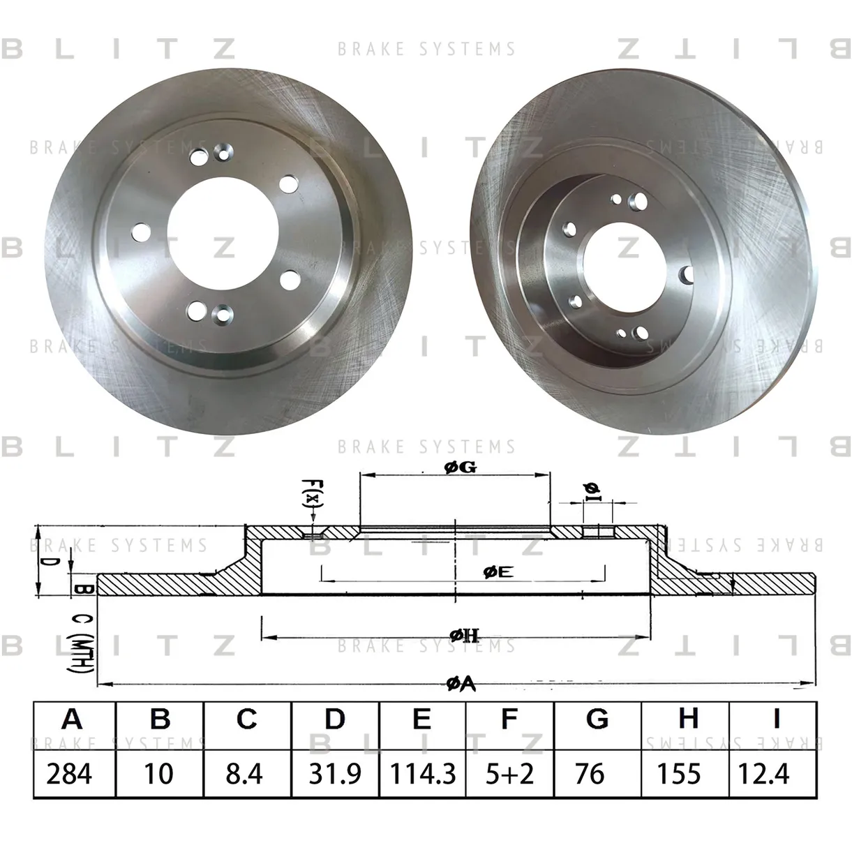 Диск тормозной задний KIA OPTIMA 12->, HYUNDAI I30/GRANDEUR 11->/AZERA 1 BLITZ BS0613