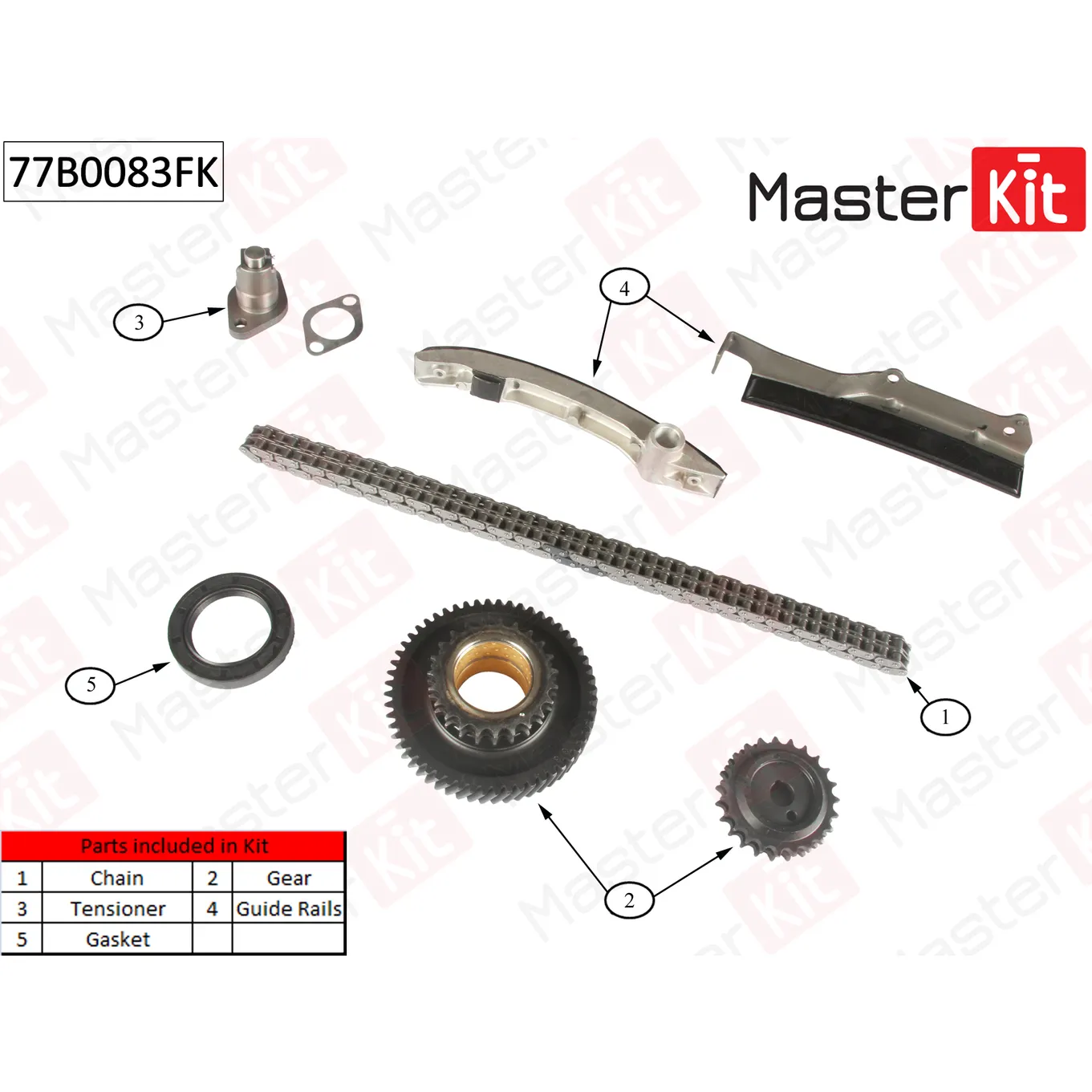 Комплект цепи ГРМ MITSUBISHI Pajero II 2.8 TD 4M40-T 94-99 MASTERKIT 77B0083FK