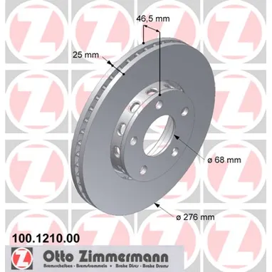 Диск тормозной передний ZIMMERMANN 100.1210.00