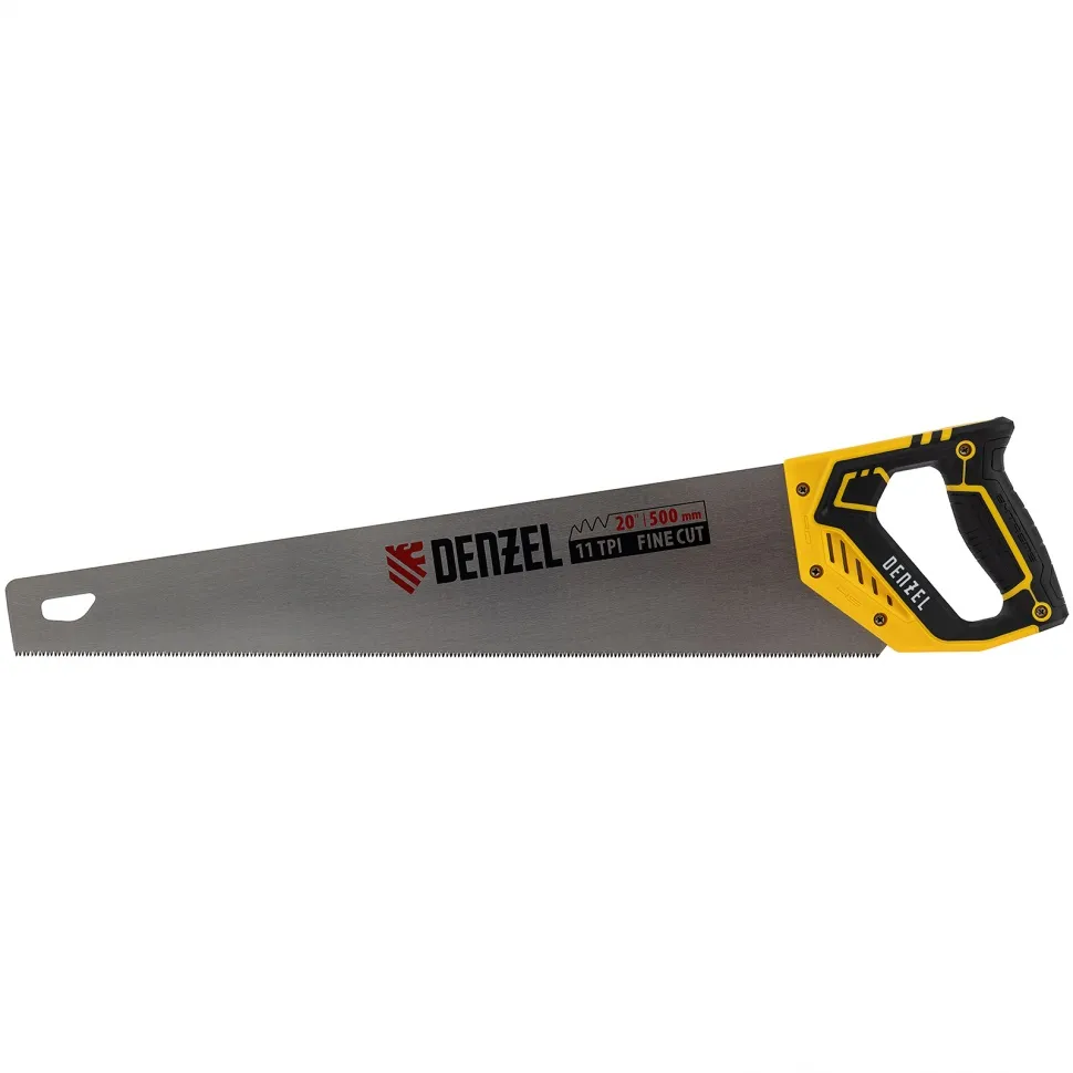 Ножовка по дереву, 500 мм, 11 TPI, зуб 3D, двухкомпонентная рукоятка Denzel Denzel 24148