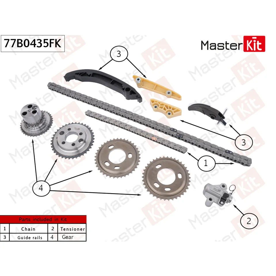 Комплект цепи ГРМ FORD GBVAJQW/ GBVAJPF/ GBVAJQJ MASTERKIT 77B0435FK