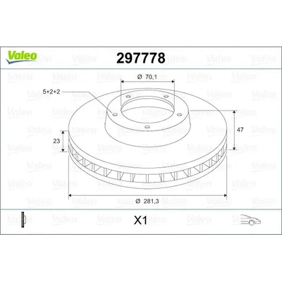 Диск тормозной передний VALEO 297 778